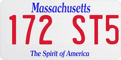 MA license plate 172ST5
