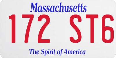 MA license plate 172ST6