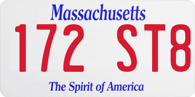 MA license plate 172ST8