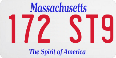 MA license plate 172ST9