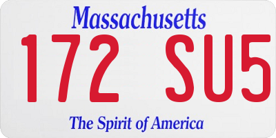 MA license plate 172SU5