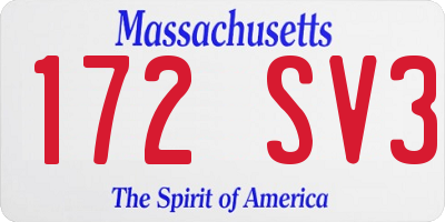 MA license plate 172SV3