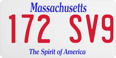 MA license plate 172SV9