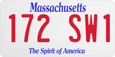 MA license plate 172SW1