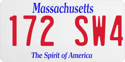 MA license plate 172SW4