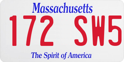 MA license plate 172SW5