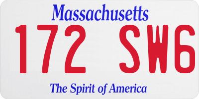 MA license plate 172SW6