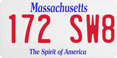 MA license plate 172SW8