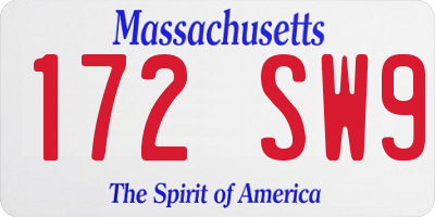 MA license plate 172SW9
