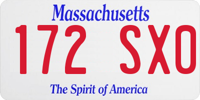 MA license plate 172SX0