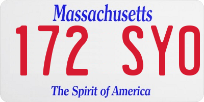 MA license plate 172SY0