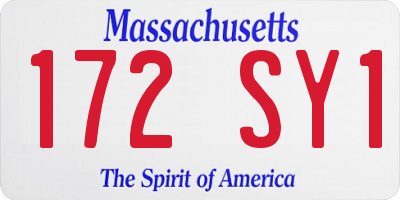 MA license plate 172SY1