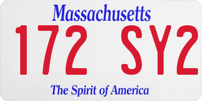 MA license plate 172SY2