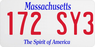 MA license plate 172SY3