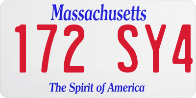 MA license plate 172SY4