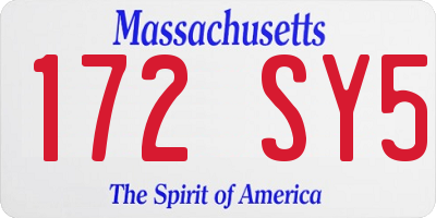 MA license plate 172SY5