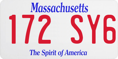 MA license plate 172SY6
