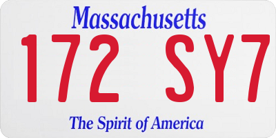 MA license plate 172SY7
