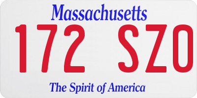 MA license plate 172SZ0