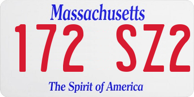 MA license plate 172SZ2