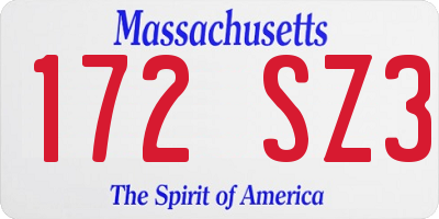 MA license plate 172SZ3