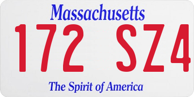 MA license plate 172SZ4