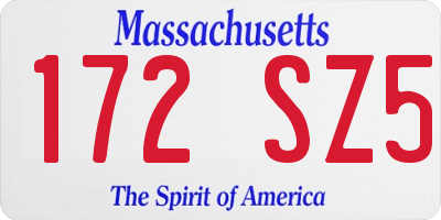 MA license plate 172SZ5