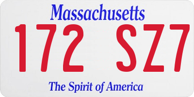 MA license plate 172SZ7
