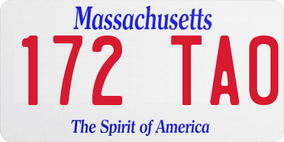 MA license plate 172TA0