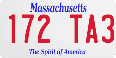 MA license plate 172TA3