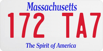 MA license plate 172TA7
