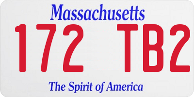 MA license plate 172TB2