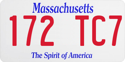 MA license plate 172TC7