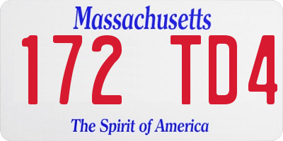 MA license plate 172TD4