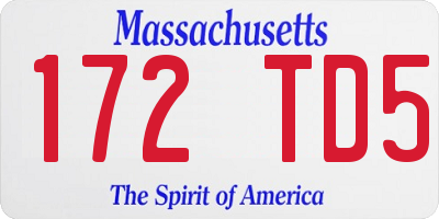 MA license plate 172TD5