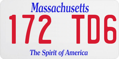 MA license plate 172TD6