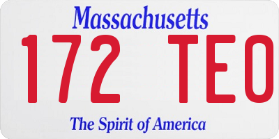MA license plate 172TE0