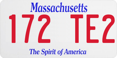 MA license plate 172TE2