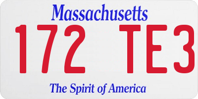 MA license plate 172TE3