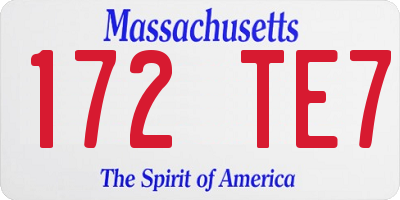 MA license plate 172TE7