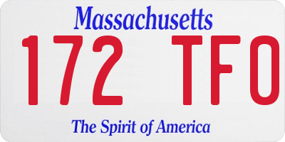 MA license plate 172TF0