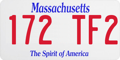 MA license plate 172TF2