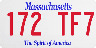 MA license plate 172TF7
