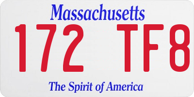 MA license plate 172TF8