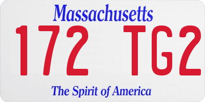 MA license plate 172TG2