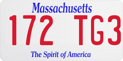 MA license plate 172TG3