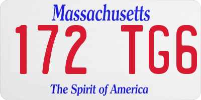 MA license plate 172TG6