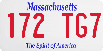 MA license plate 172TG7