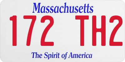 MA license plate 172TH2