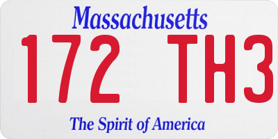 MA license plate 172TH3